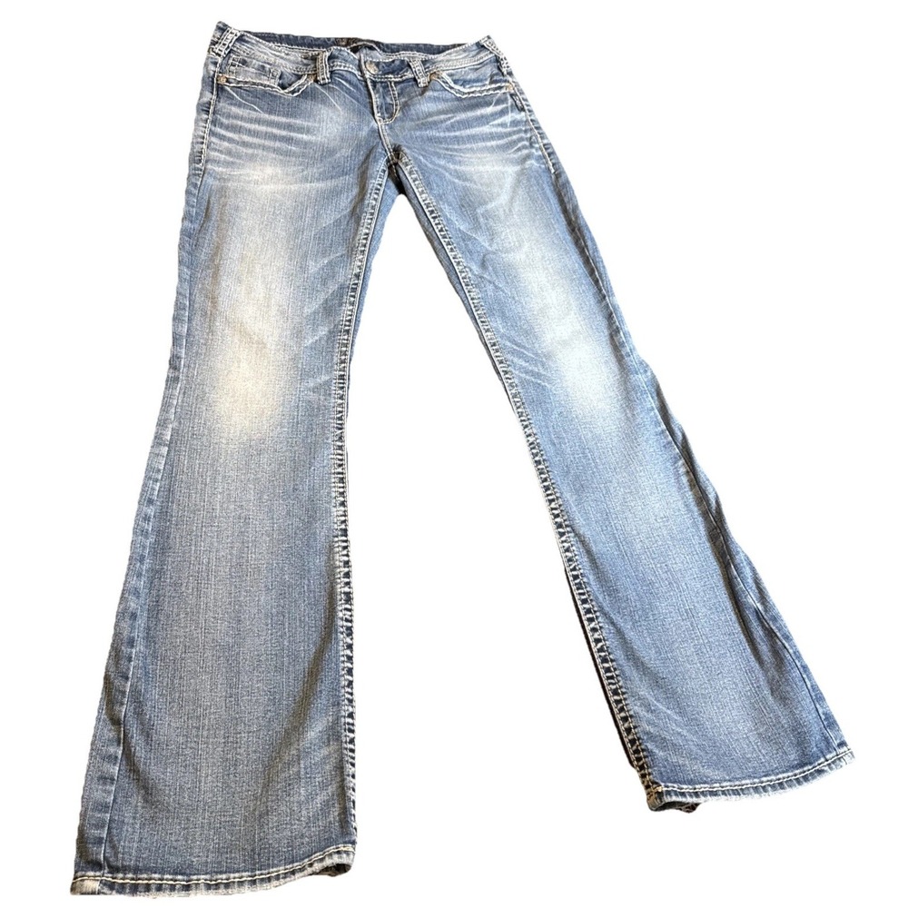 Silver Jeans Aiko Mid Boot Womens 29x33 Medium Wash Bootcut Stretch Denim